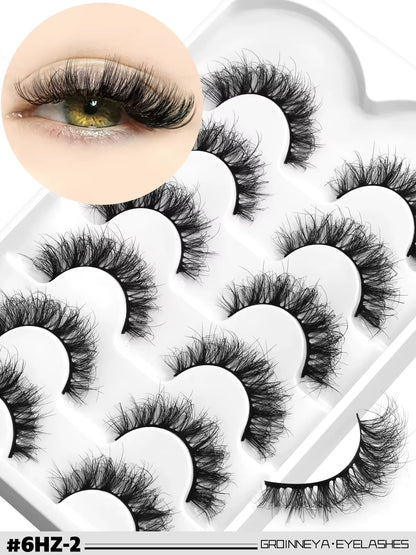 3D Mink Lashes Cat Eyelashes Fluffy Wispy Volume Lashes Natural Feathery Effect Lightweight Flexible Band Fake Lashes