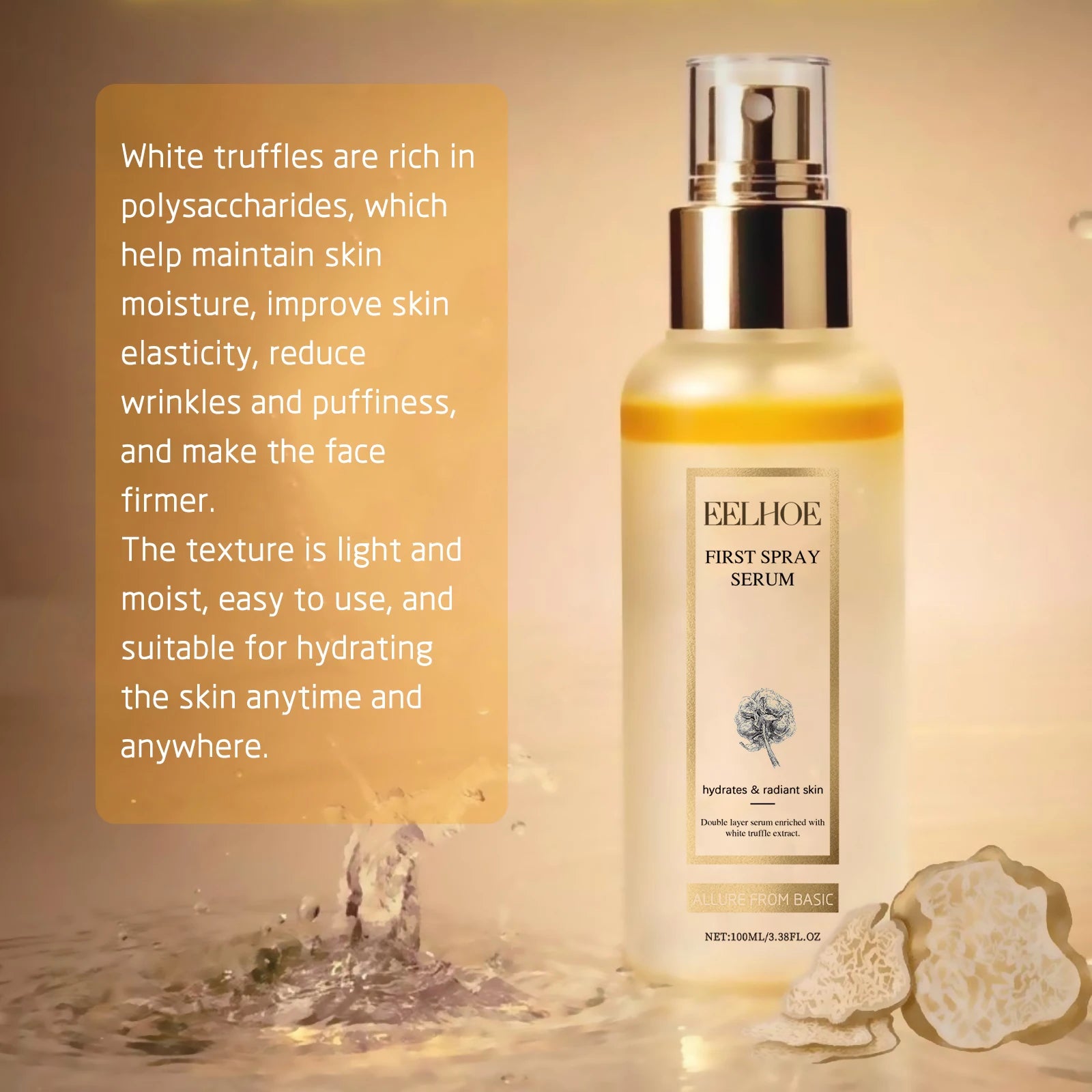 Facial Serum White Truffle Moisturizing Spray Melanin Correcting Glow Serum Fade Dark Spot Shrink Pores Brightening Skin Care