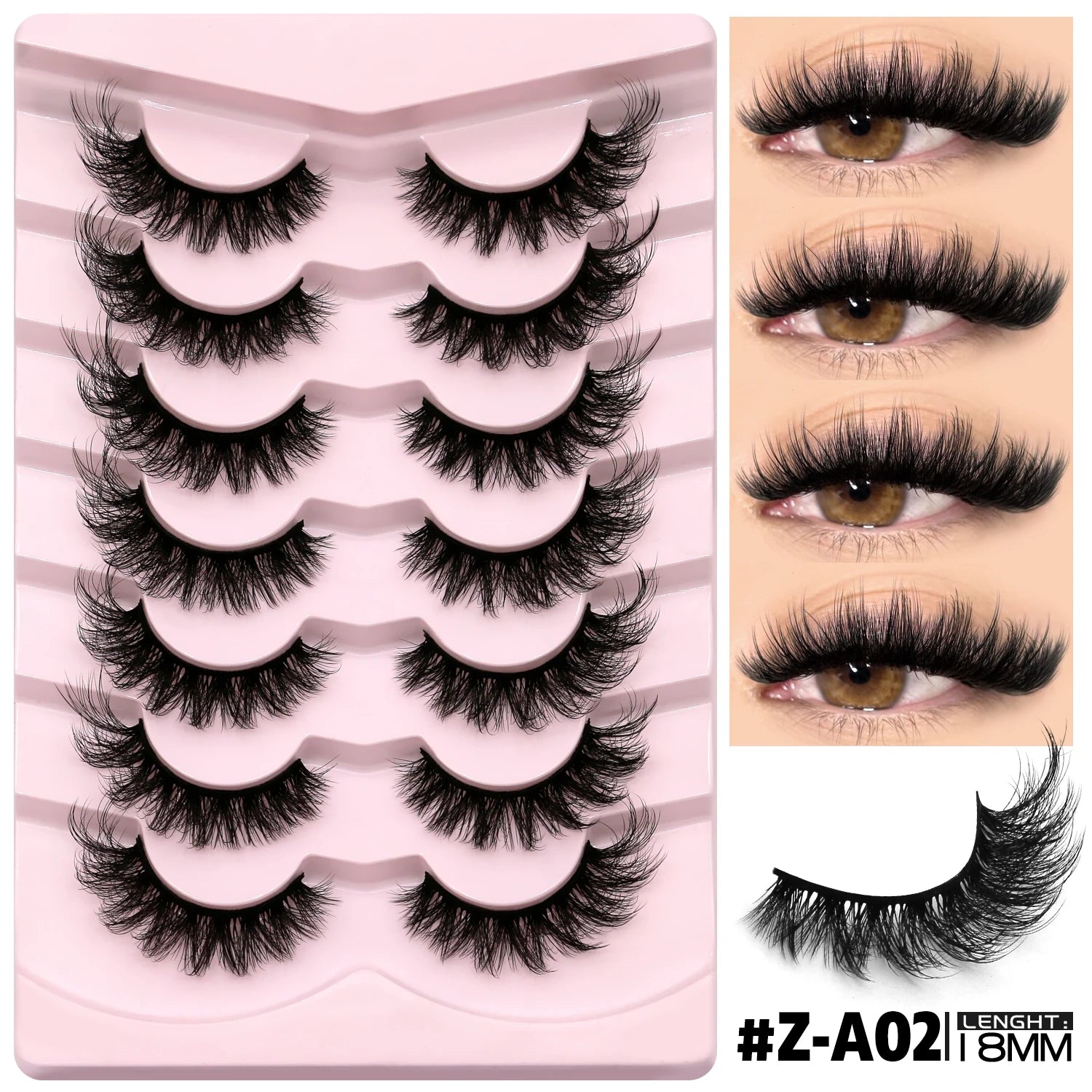 3D Mink Lashes Cat Eyelashes Fluffy Wispy Volume Lashes Natural Feathery Effect Lightweight Flexible Band Fake Lashes