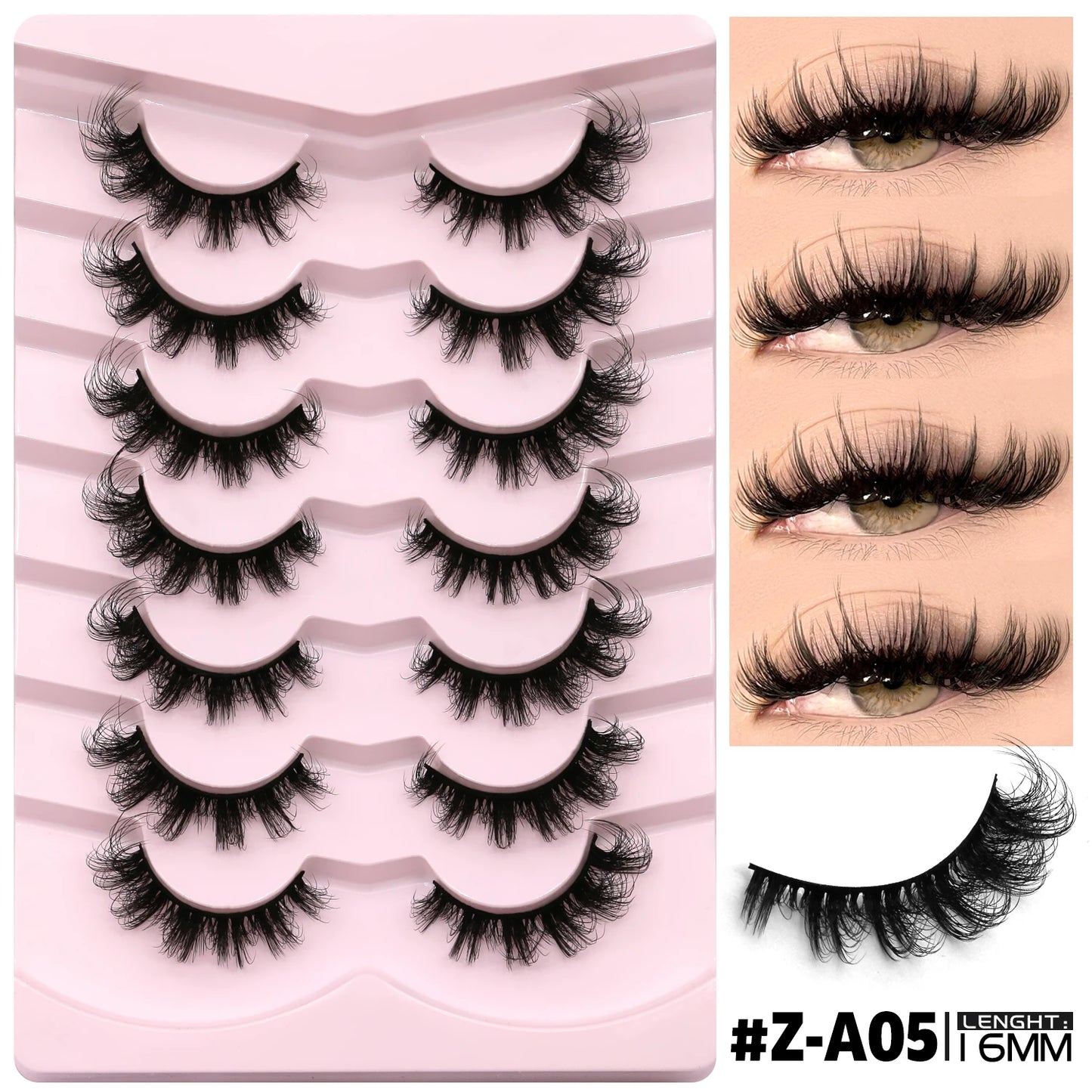 3D Mink Lashes Cat Eyelashes Fluffy Wispy Volume Lashes Natural Feathery Effect Lightweight Flexible Band Fake Lashes
