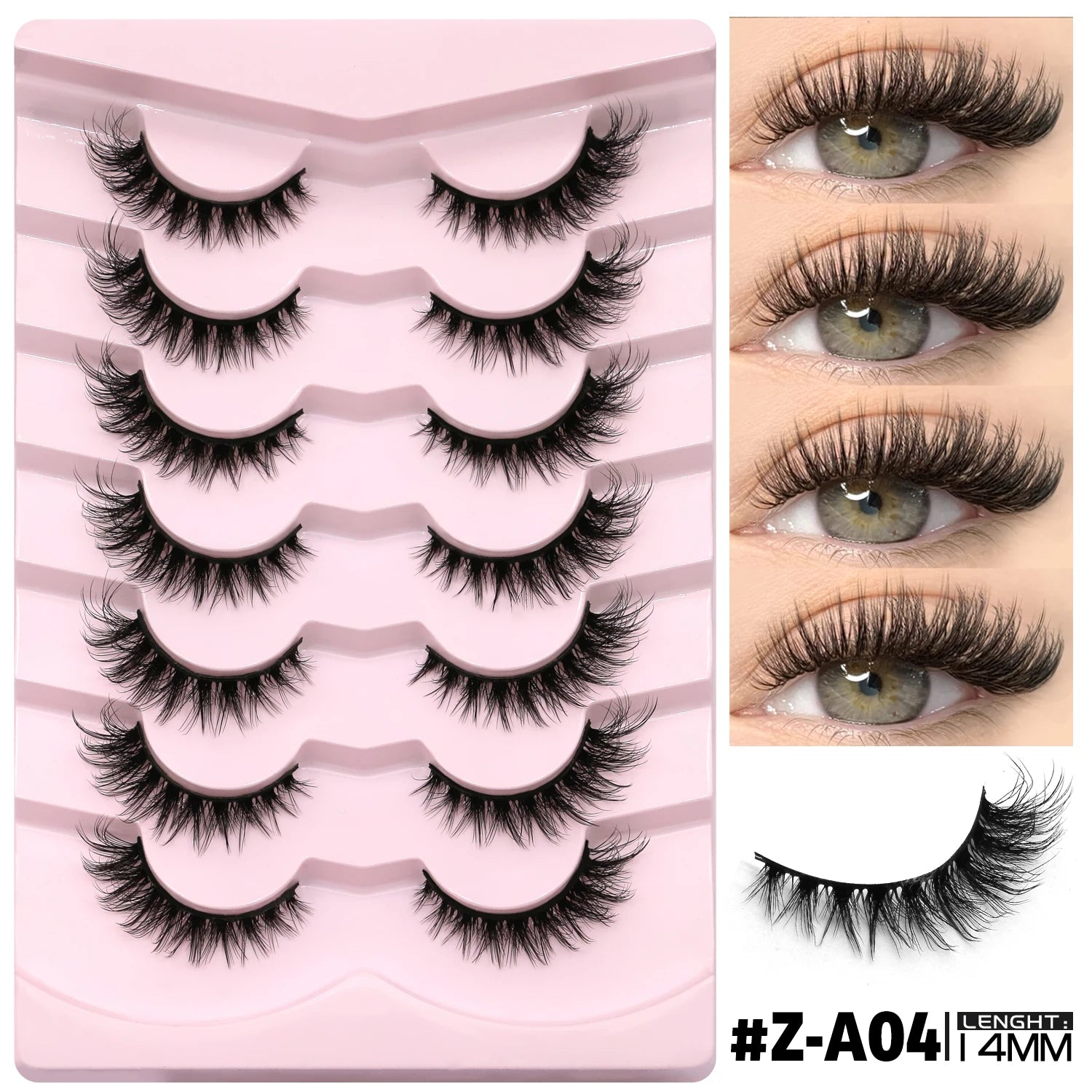 3D Mink Lashes Cat Eyelashes Fluffy Wispy Volume Lashes Natural Feathery Effect Lightweight Flexible Band Fake Lashes