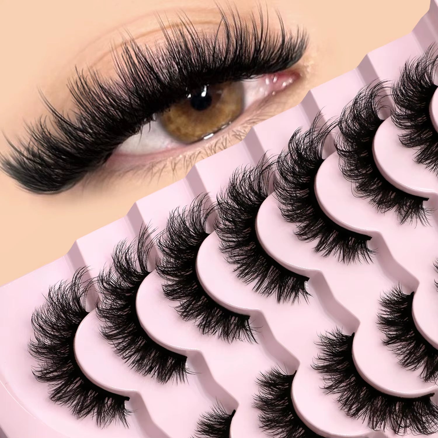 3D Mink Lashes Cat Eyelashes Fluffy Wispy Volume Lashes Natural Feathery Effect Lightweight Flexible Band Fake Lashes