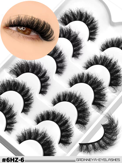 3D Mink Lashes Cat Eyelashes Fluffy Wispy Volume Lashes Natural Feathery Effect Lightweight Flexible Band Fake Lashes