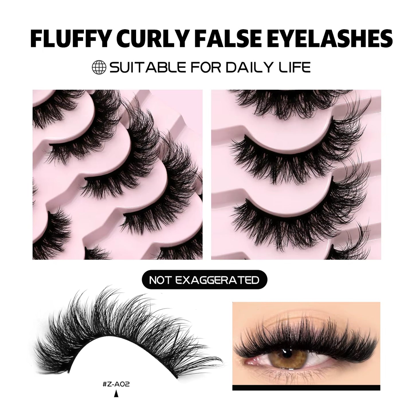 3D Mink Lashes Cat Eyelashes Fluffy Wispy Volume Lashes Natural Feathery Effect Lightweight Flexible Band Fake Lashes
