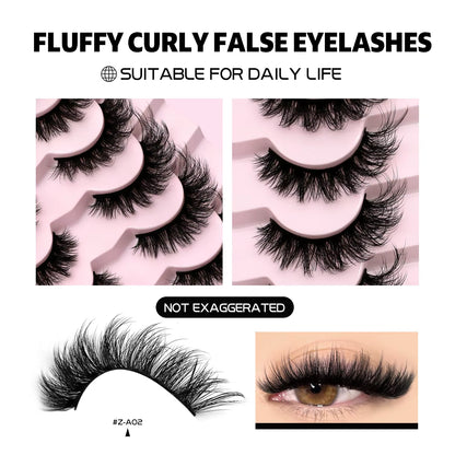 3D Mink Lashes Cat Eyelashes Fluffy Wispy Volume Lashes Natural Feathery Effect Lightweight Flexible Band Fake Lashes