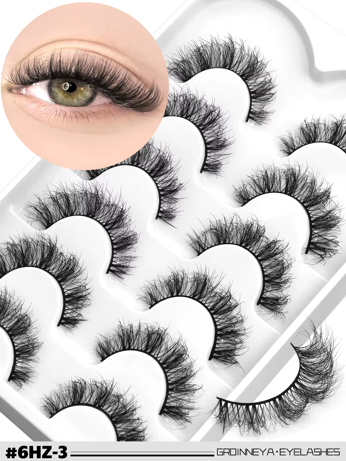 3D Mink Lashes Cat Eyelashes Fluffy Wispy Volume Lashes Natural Feathery Effect Lightweight Flexible Band Fake Lashes