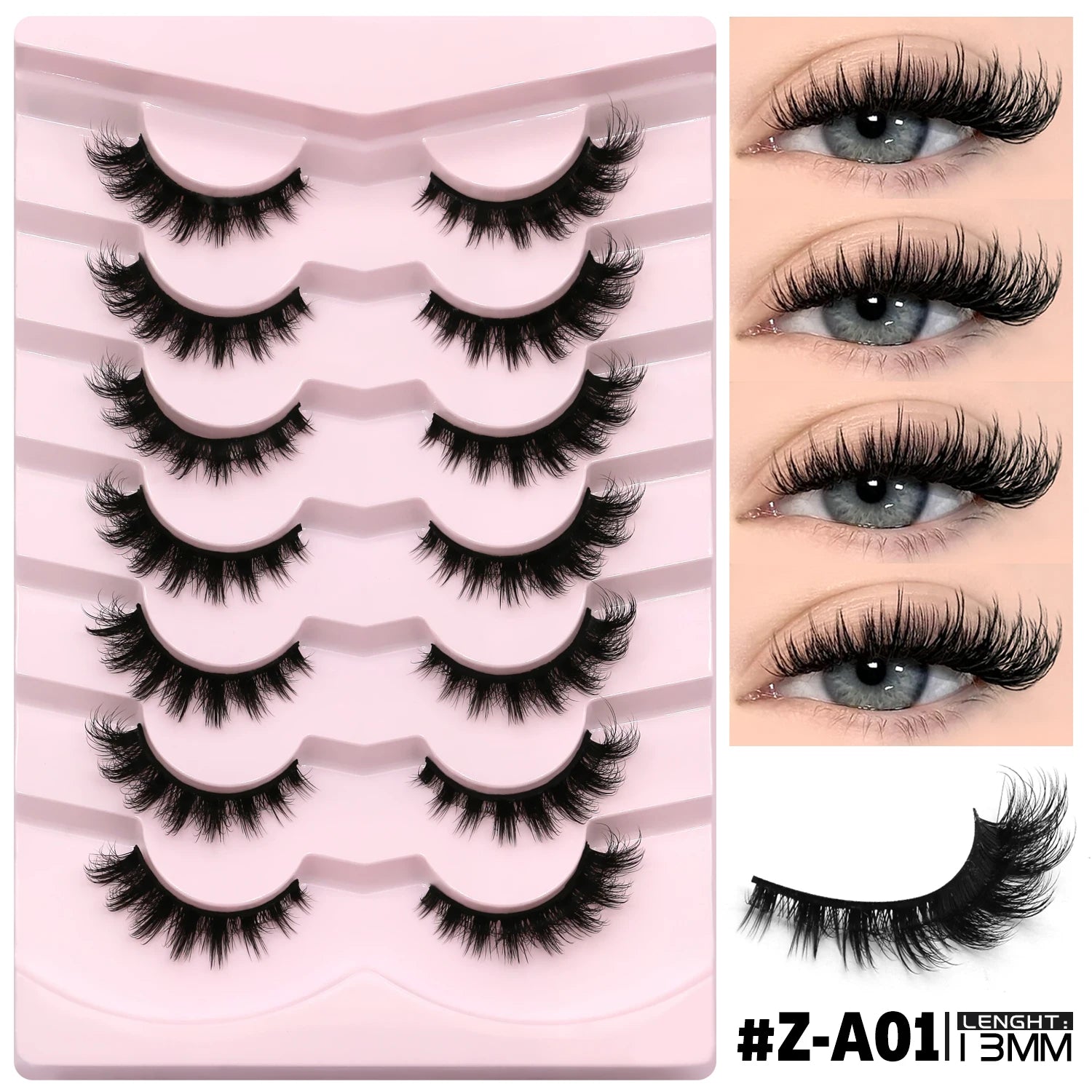 3D Mink Lashes Cat Eyelashes Fluffy Wispy Volume Lashes Natural Feathery Effect Lightweight Flexible Band Fake Lashes